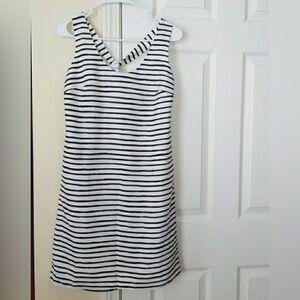 J. Crew Factory Black and White Striped Dress Twisted Back Detail